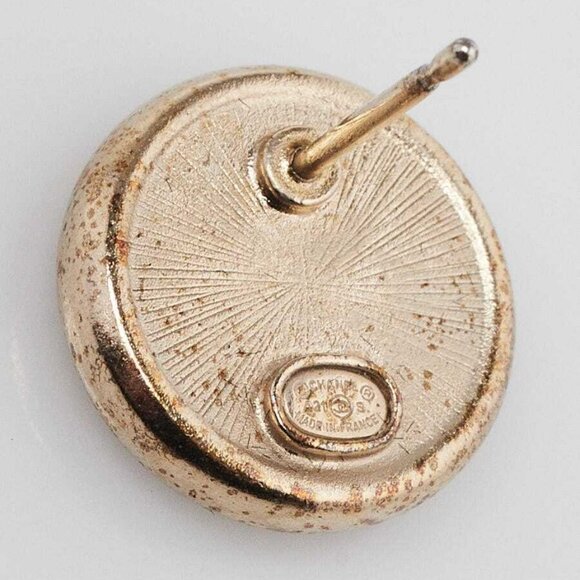 Chanel Goldtone Metal and Crystal CC No. 5 Round Earrings - Picture 4 of 4